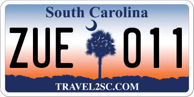 SC license plate ZUE011