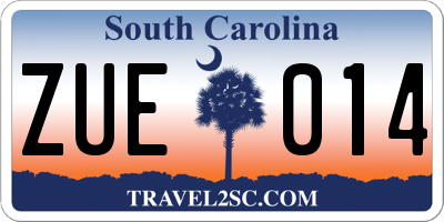 SC license plate ZUE014