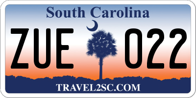 SC license plate ZUE022