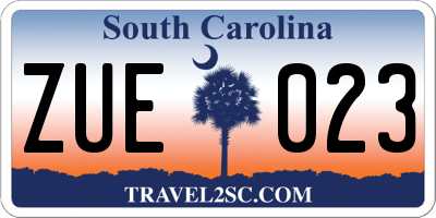 SC license plate ZUE023