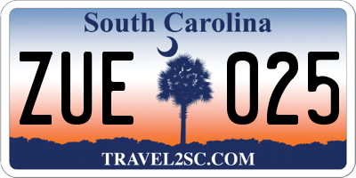 SC license plate ZUE025