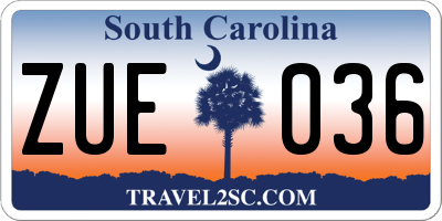 SC license plate ZUE036