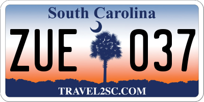 SC license plate ZUE037