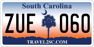 SC license plate ZUE060