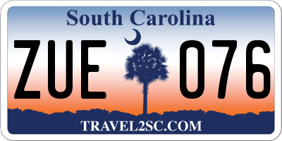 SC license plate ZUE076