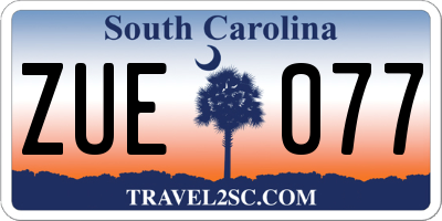 SC license plate ZUE077