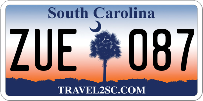 SC license plate ZUE087
