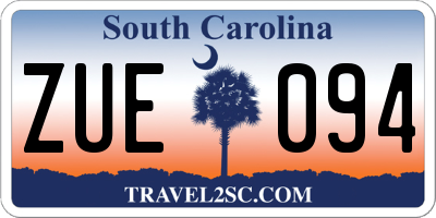 SC license plate ZUE094
