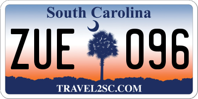 SC license plate ZUE096