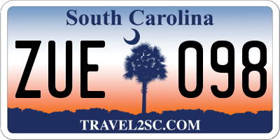 SC license plate ZUE098