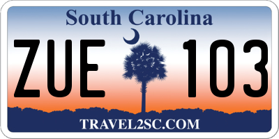 SC license plate ZUE103