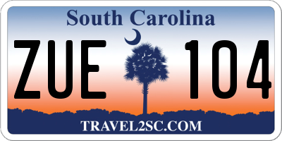 SC license plate ZUE104