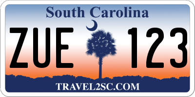 SC license plate ZUE123