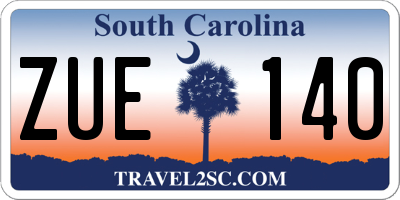 SC license plate ZUE140
