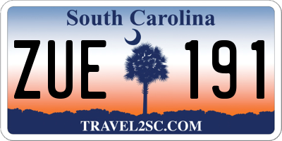 SC license plate ZUE191