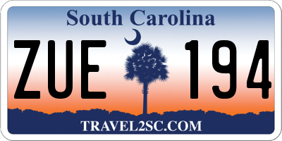 SC license plate ZUE194