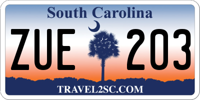 SC license plate ZUE203
