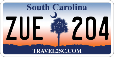 SC license plate ZUE204