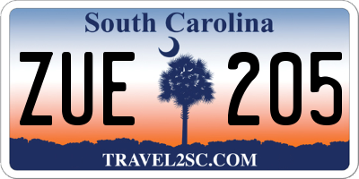 SC license plate ZUE205