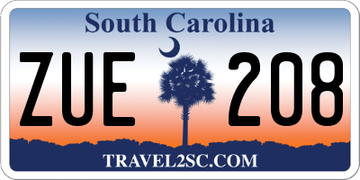 SC license plate ZUE208