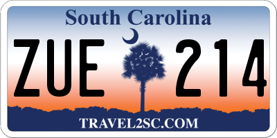 SC license plate ZUE214