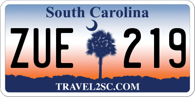 SC license plate ZUE219