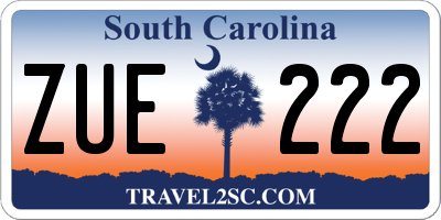 SC license plate ZUE222