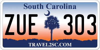 SC license plate ZUE303