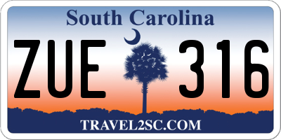 SC license plate ZUE316