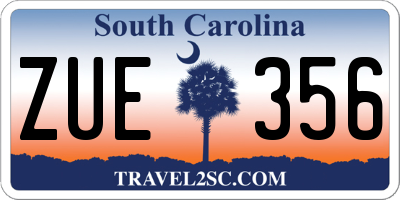 SC license plate ZUE356