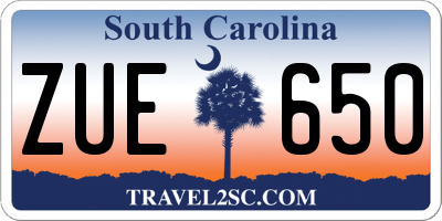 SC license plate ZUE650