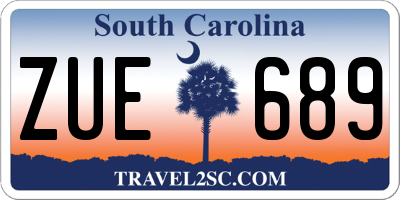 SC license plate ZUE689