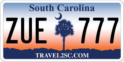 SC license plate ZUE777