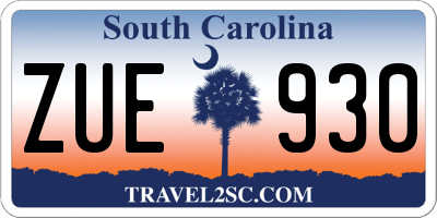 SC license plate ZUE930