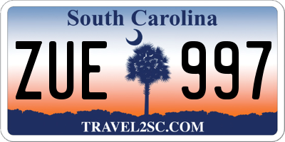 SC license plate ZUE997