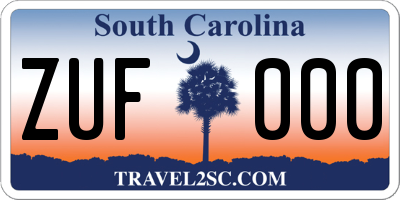SC license plate ZUF000