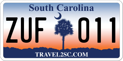SC license plate ZUF011