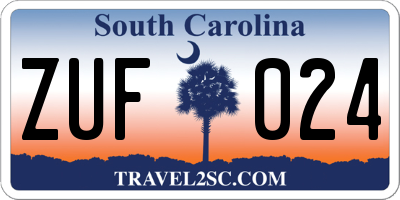 SC license plate ZUF024