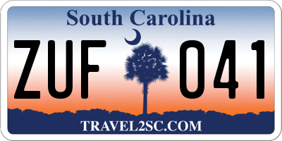 SC license plate ZUF041