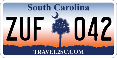 SC license plate ZUF042