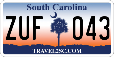 SC license plate ZUF043
