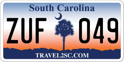 SC license plate ZUF049