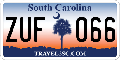SC license plate ZUF066