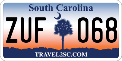 SC license plate ZUF068