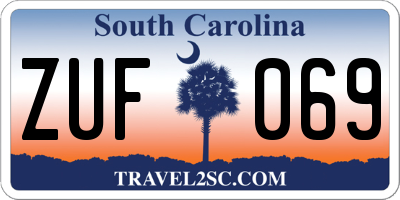 SC license plate ZUF069