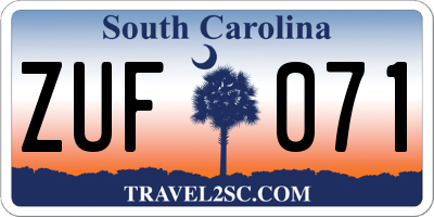 SC license plate ZUF071