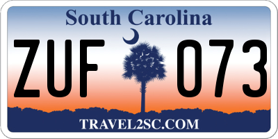 SC license plate ZUF073