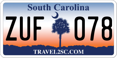 SC license plate ZUF078