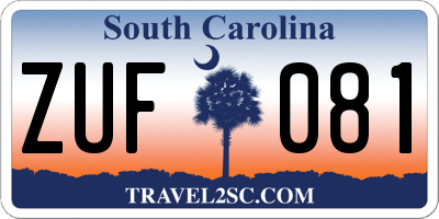 SC license plate ZUF081