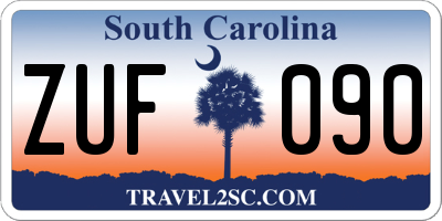 SC license plate ZUF090